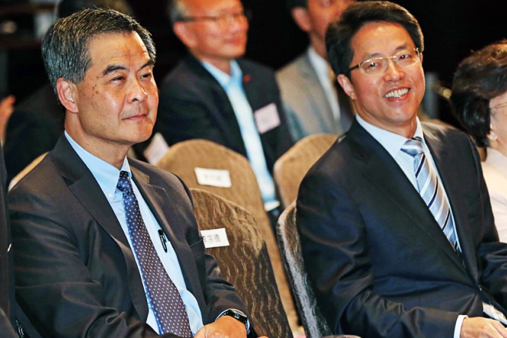 Zhang Xiaoming (right) who made the contentious remarks last week, with Hong Kong leader Leung Chun-ying. Photo: SCMP Pictures