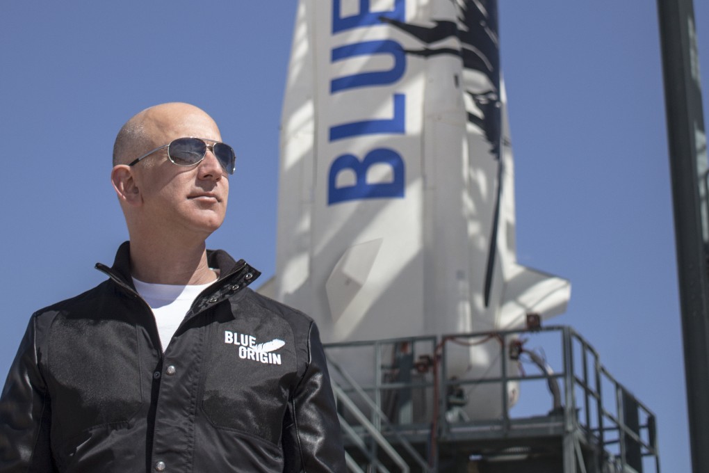 Jeff Bezos inspects Blue Origin's Texas launch facility before the first rocket launch from there earlier in 2015.