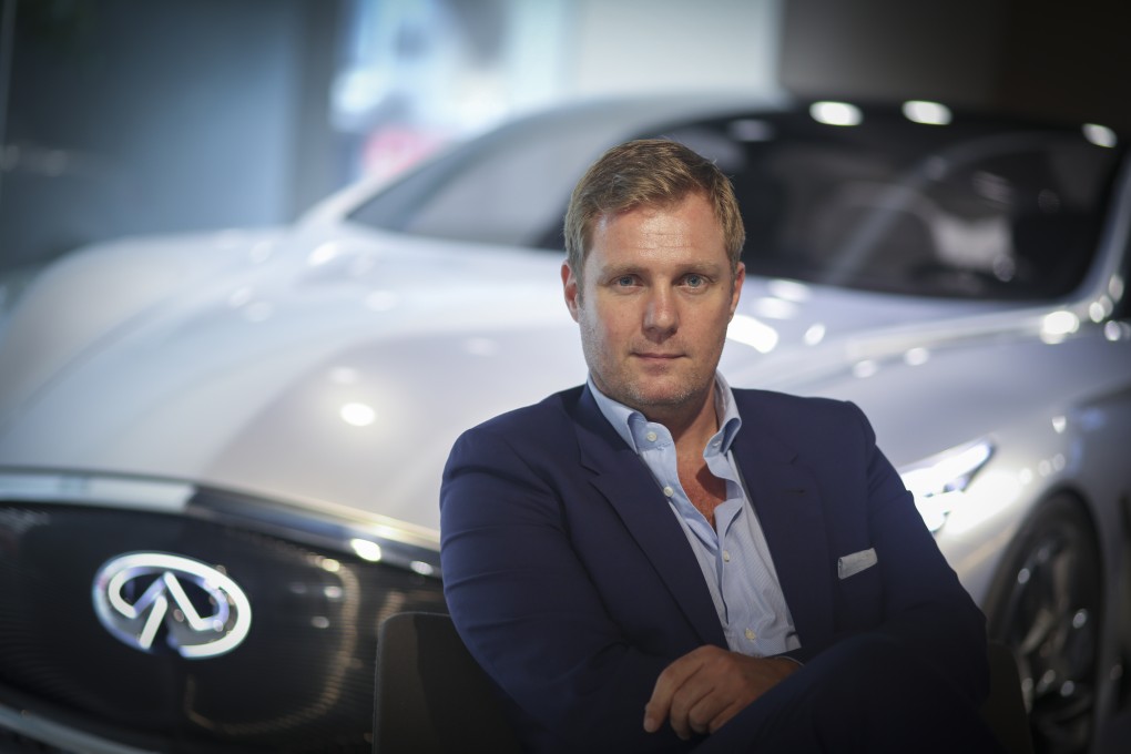Simon Squibb, CEO of Nest Investments, is pictured at the launch of the Infiniti LAB HKG, a program for Hong Kong start-ups, at the carmaker's showroom in Hong Kong last month. Photo: Antony Dickson