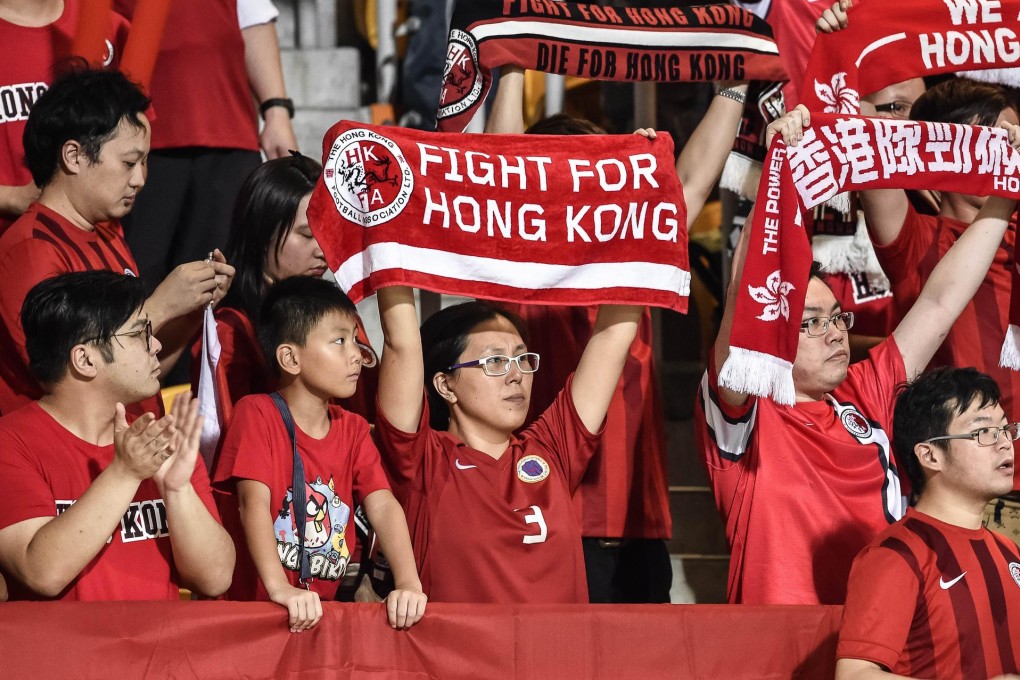Hong Kong fans at the match against Qatar. Photo: AFP