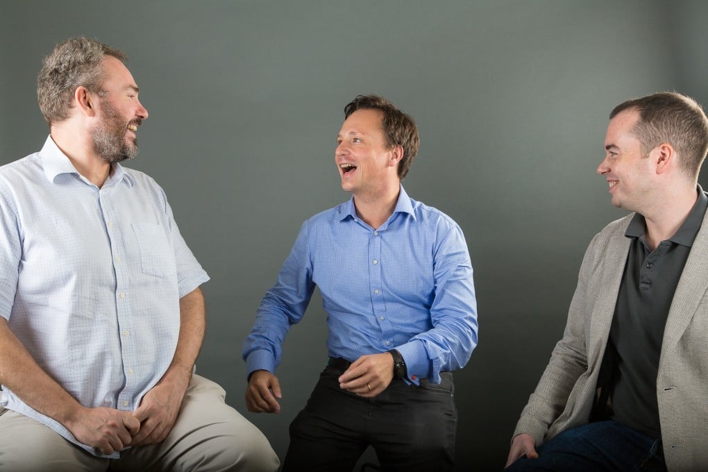 Sam Olsen (centre), founder of technology start-up Lamplight, which sifts through social media platforms to generate real-time sentiment analysis of keywords for international companies. Photo: SCMP Pictures