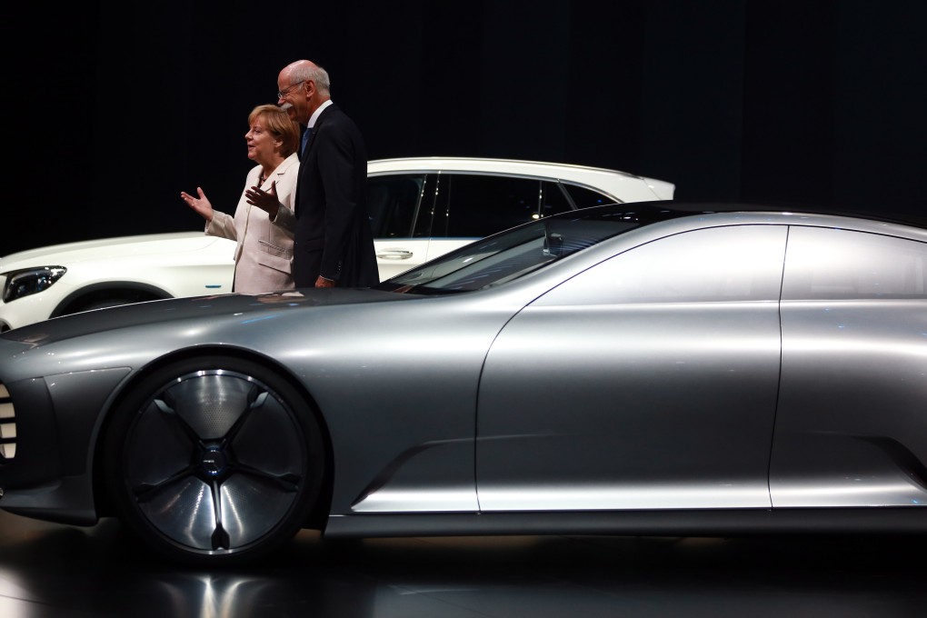 German Chancellor Angela Merkel turned up for the opening day of the Frankfurt motor show. Photo: Xinhua