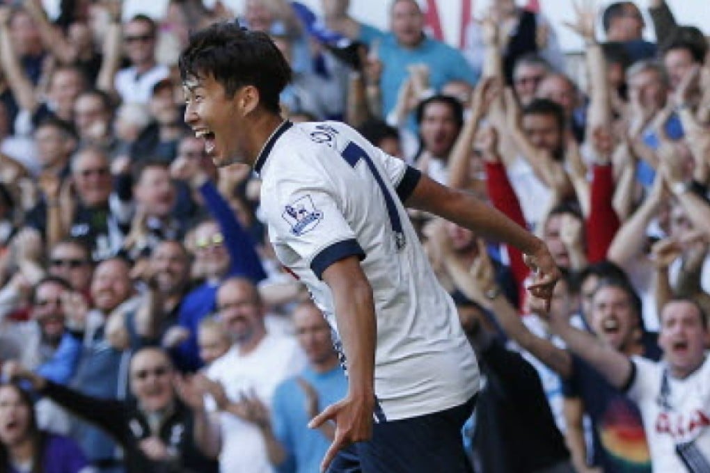 Son Heung-min is delighted after scoring for Tottenham against Crystal Palace. Photo: Reuters