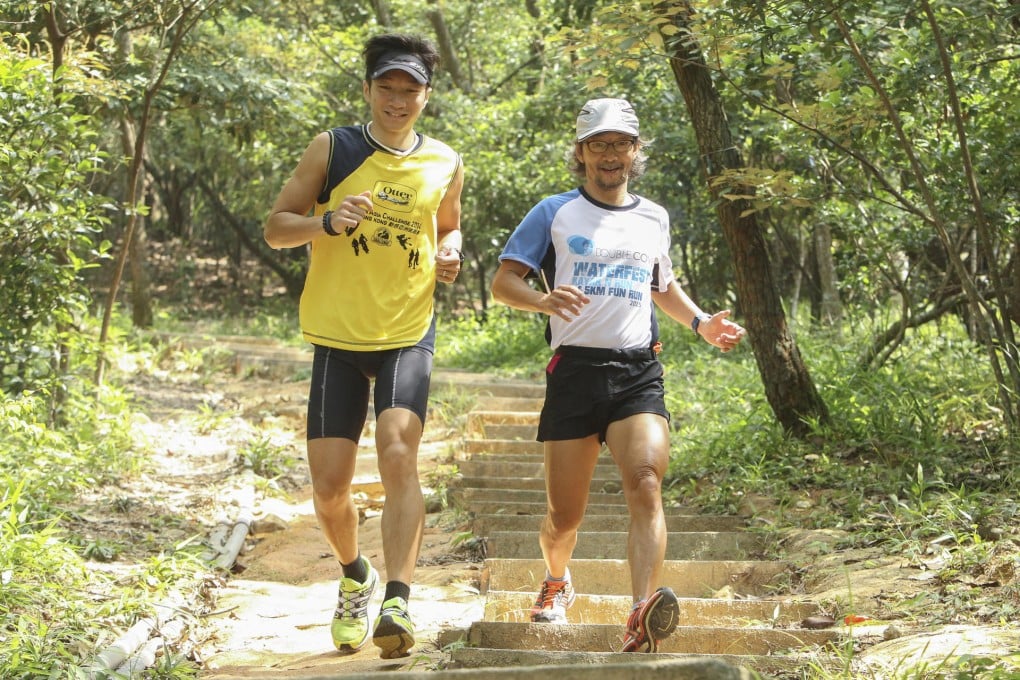 Gump Wong (left) and Wong Kwok-wah on a trail run in Ma On Shan. Photo: Franke Tsang