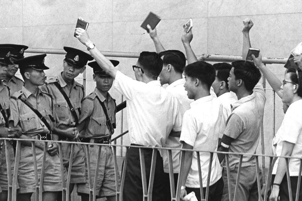 References to leftist protesters waving Quotations from Chairman Mao were deleted in the police's official history. Photo: SCMP Pictures