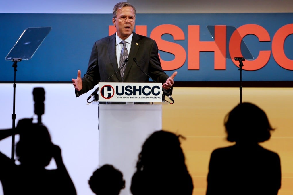 Republican presidential candidate Jeb Bush speaks at the US Hispanic Chamber of Commerce National Convention. Photo: AP