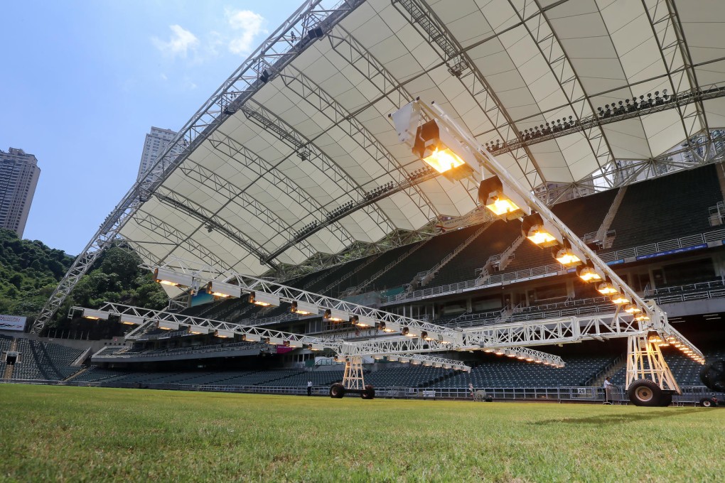 The newly renovated pitch at Hong Kong Stadium, which officials say will be fine for a rugby tournament but not the Hong Kong v China World Cup qualifier. Photo: David Wong
