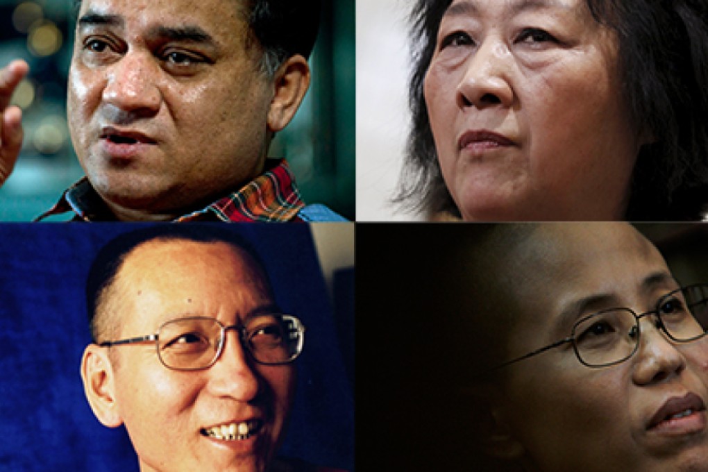 The letter signed by over 40 authors calls for the release from imprisonment or house arrest of (clockwise from top left) Ilham Tohti, Gao Yu, Liu Xia and Liu Xiaobo. Photos: AP, EPA, Reuters