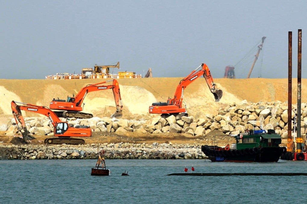 Reclamation works is seen at the construction site of the Hong Kong-Zhuhai-Macao bridge near Tung Chung. Photo: Edward Wong