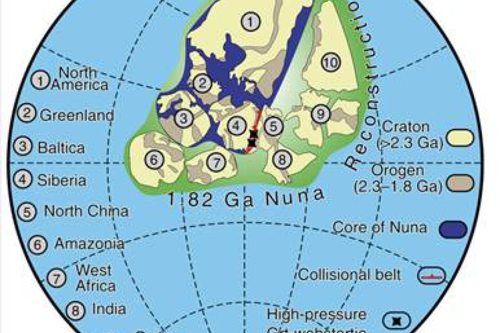 Scientists built a map of supercontinent Nuna to help solve questions of earth's early geophysical history [click on picture to enlarge]. Photo: Nature Communications