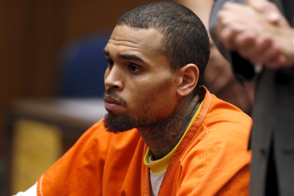 Chris Brown was given five years’ probation, community service and domestic violence counselling. Photo: Reuters