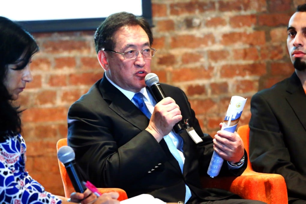 Dr York Chow, chairperson of the Equal Opportunities Commission, discusses ethnic-minority schooling on a panel this morning. Photo: K.Y. Cheng