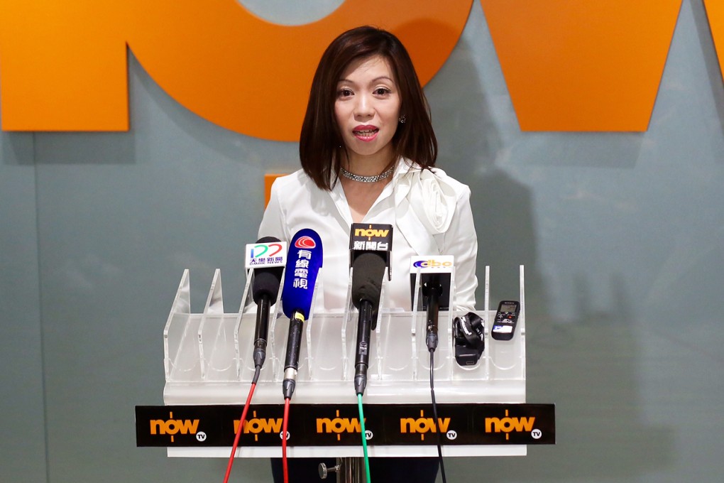 Janice Lee of PCCW Media announces the English soccer deal. Photo: Sam Tsang