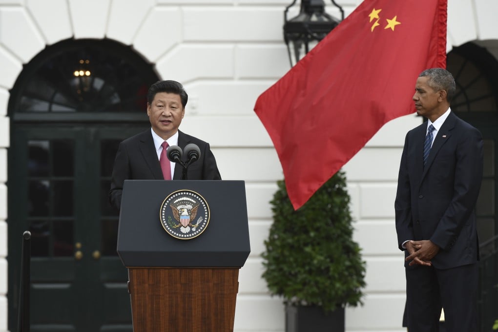 Chinese President Xi Jinping addresses a welcome ceremony held by US President Barack Obama at the South Lawn of the White House in Washington D.C. on Friday. Photo: Xinhua