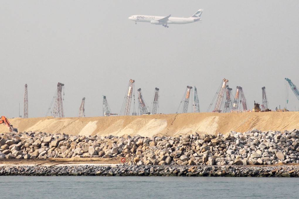 Reclamation works at the construction site of the Hong Kong-Zhuhai-Macau bridge near Tung Chung