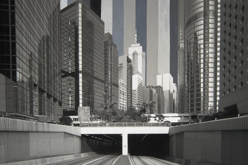 An image by South Ho of the Harcourt Road underpass from his show "good day good night" at the Blindspot Gallery.