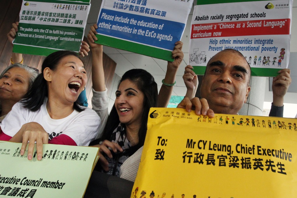 A group of ethnic minorities take part in a protest, calling for more educational support for minority groups. Photo: SCMP Pictures