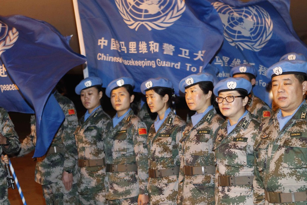 Chinese peacekeepers stand in formation after their arrival in Bamako, Mali, in December 2013, the first time China dispatched security forces for a peacekeeping mission. Photo: Xinhua