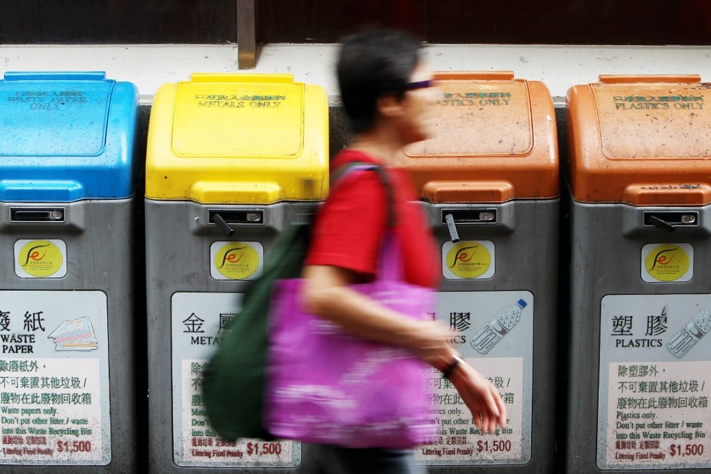 Recycling bins in Mong Kok. It would be better if the fund could subsidise frontline recyclers in collection and sorting. Photo: Sam Tsang