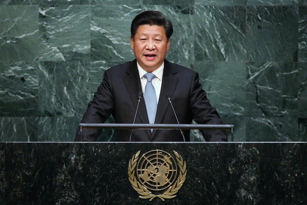 President Xi Jinping addresses the 70th session of the United Nations General Assembly on Monday. Photo: AFP