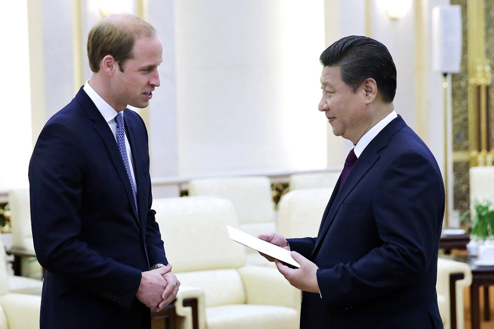 Prince William was in Beijing in March, when he presented President Xi Jinping with an invitation from his grandmother, Queen Elizabeth, to visit Britain. Photo: EPA