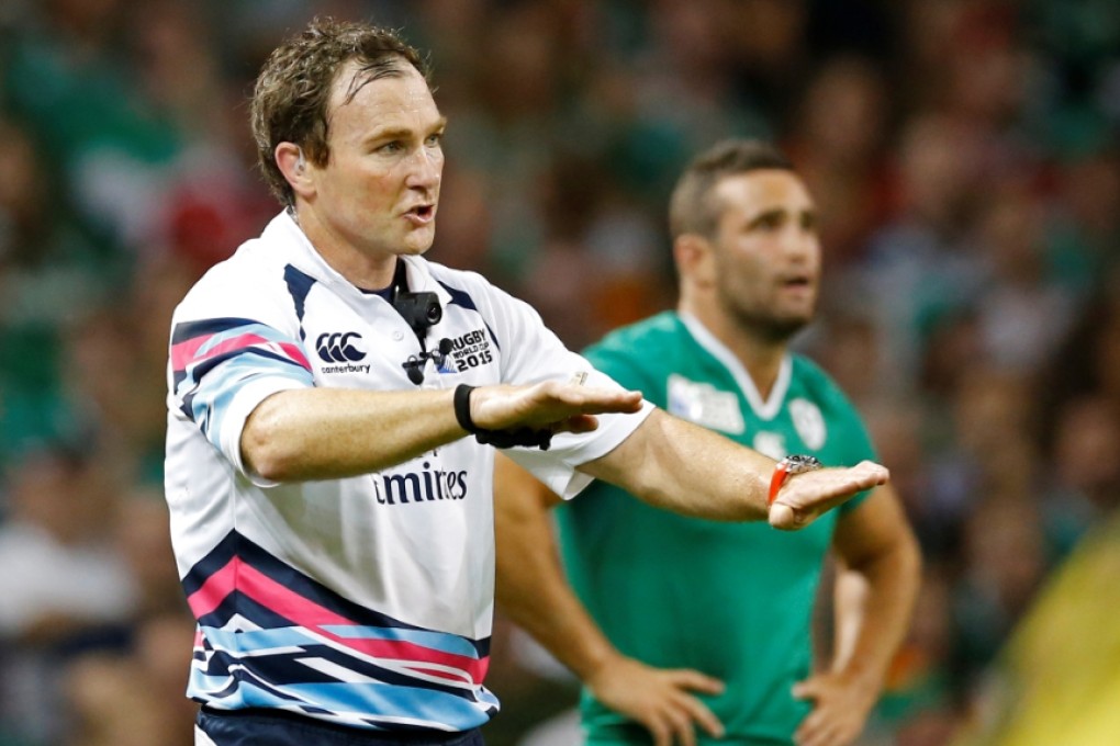 Referee Glen Jackson disallows a Canadian try after consulting the TMO during a Rugby World Cup match against Ireland. Photos: Reuters