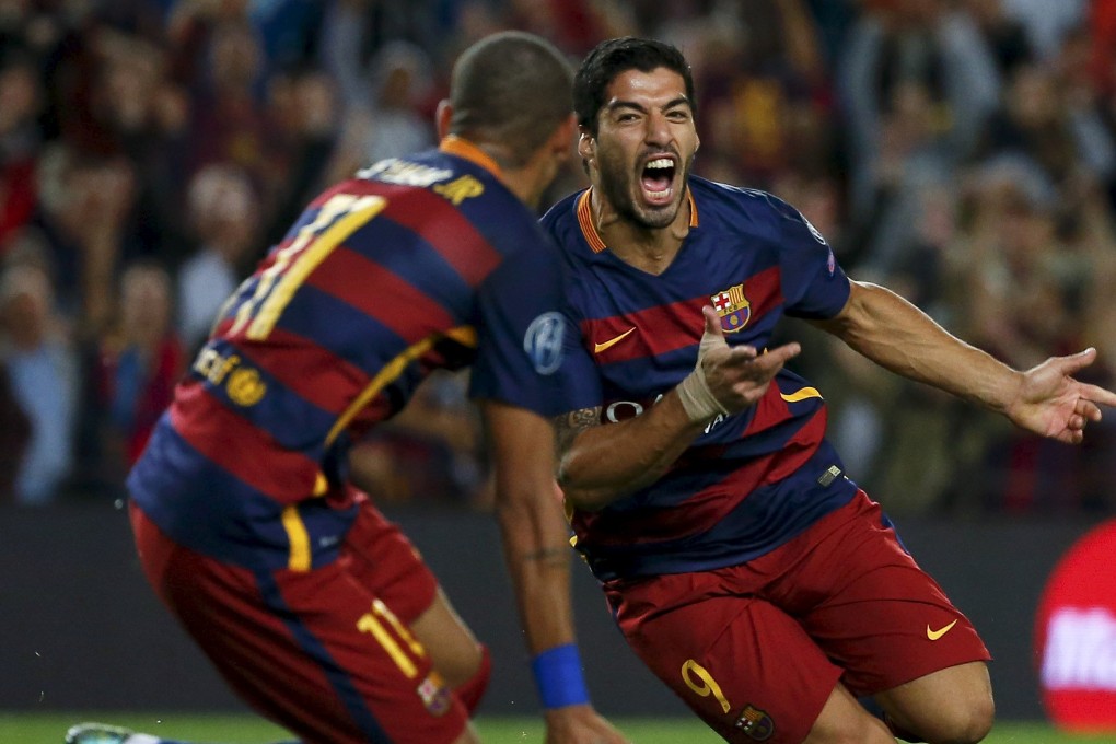 Luis Suarez celebrates scoring Barca's winner. Photo: Reuters