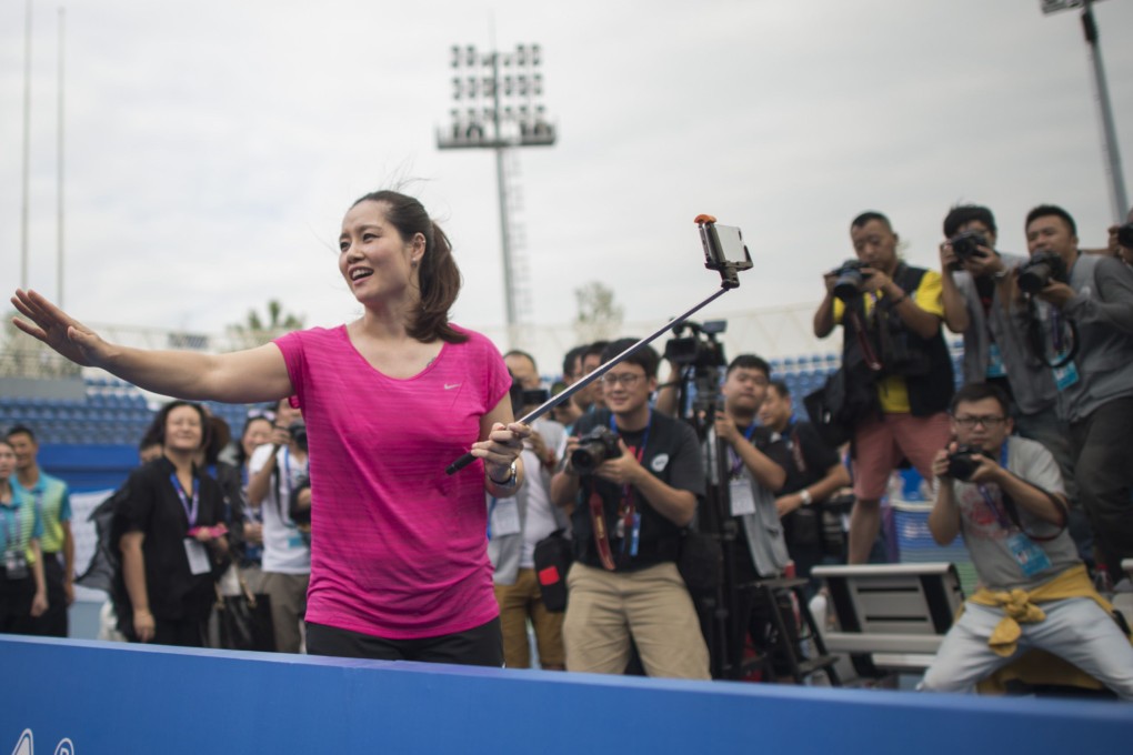 Li Na at her hometown event in Wuhan. Photo: AFP