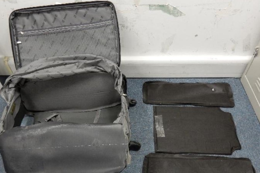 The luggage bag that raised the suspicions of airport customs. Photo: SCMP Picture