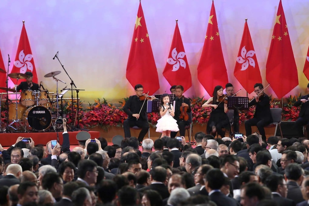 Celine Tam brought the house down with her singing performance at today's National Day reception in Hong Kong. Photo: K.Y. Cheng