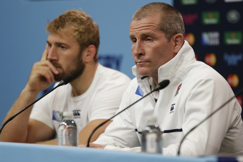Stuart Lancaster and Chris Robshaw apologise to the nation. Photo: Reuters