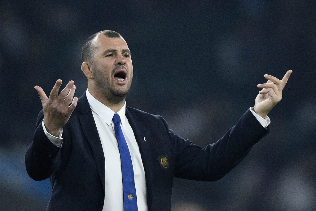 Australia coach Michael Cheika shouts instructions from the touchline. Photo: AFP