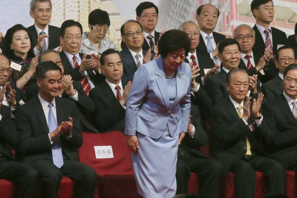 Sun Chunlan, centre, attended a ceremony marking the end of the second world war. Photo: David Wong
