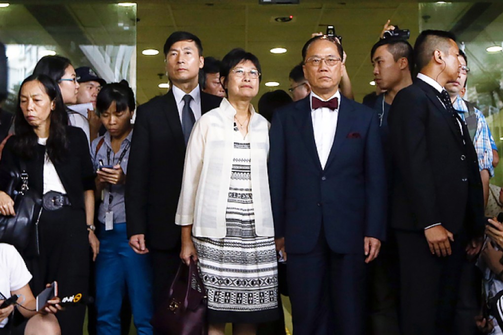 Donald Tsang and his wife Selina Tsang outside Eastern Court. Photo: Sam Tsang