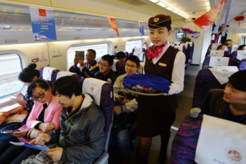 The percentage of seats on high-speed trains being occupied by passengers has grown rapidly in recent years. Photo: Xinhua