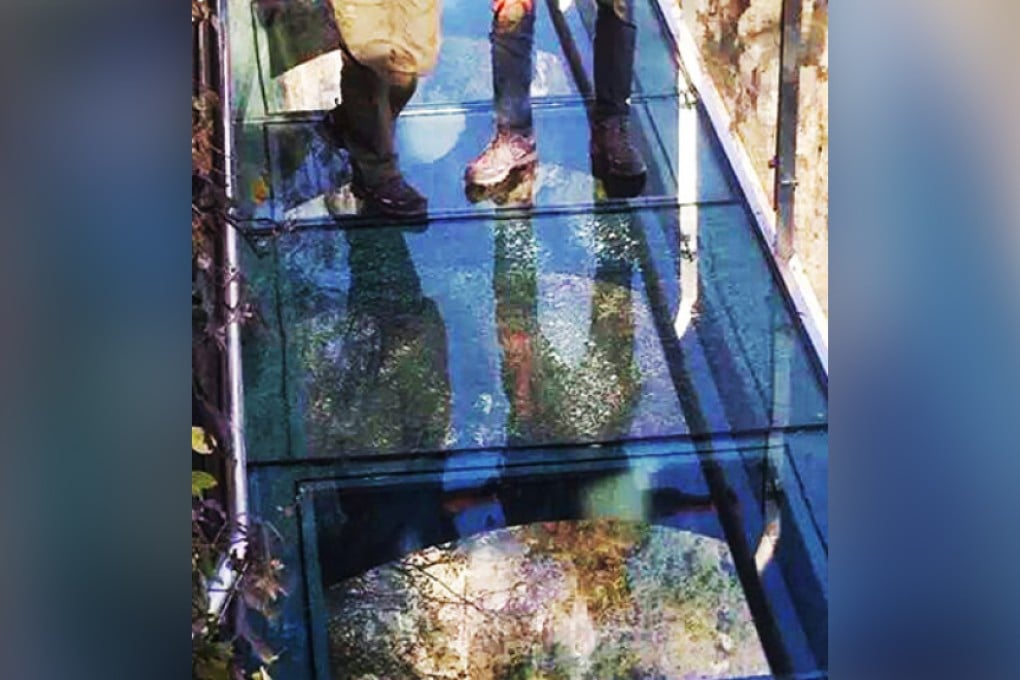 The cracks were reportedly caused by tourists who had dropped a thermos flask on the reinforced glass flooring. Photo: SCMP Picutres