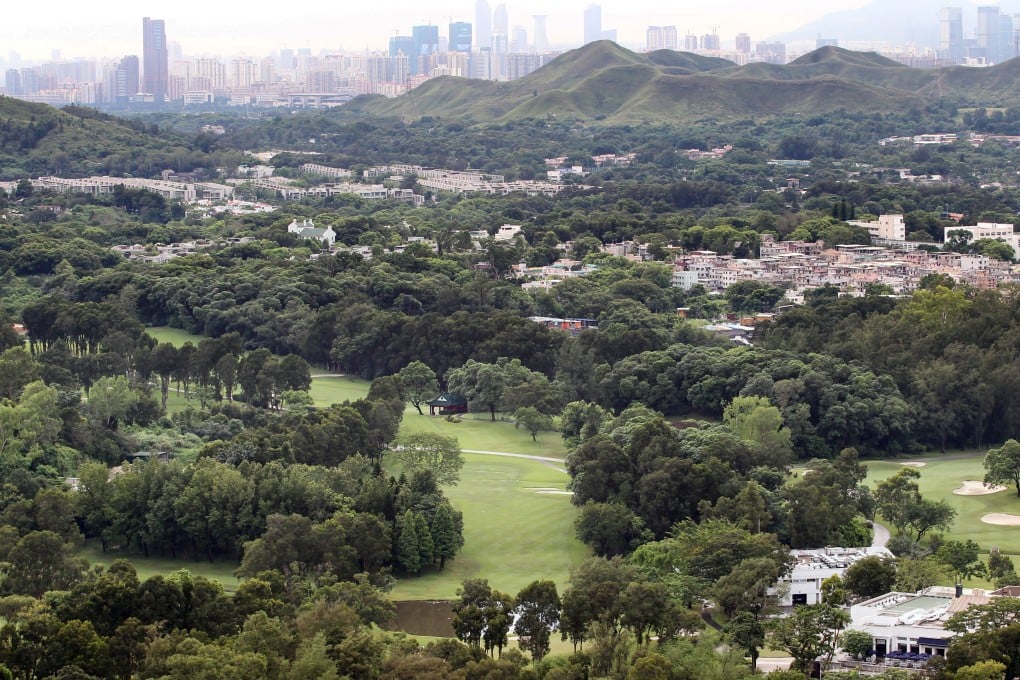 The Hong Kong Golf Club at Fanling, with the mainland city of Shenzhen in the background. Photos: Felix Wong