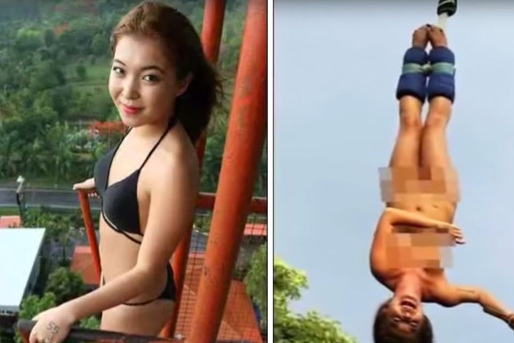 This Hong Kong model was criticised for a naked bungee jump in Chiang Mai, Thailand.