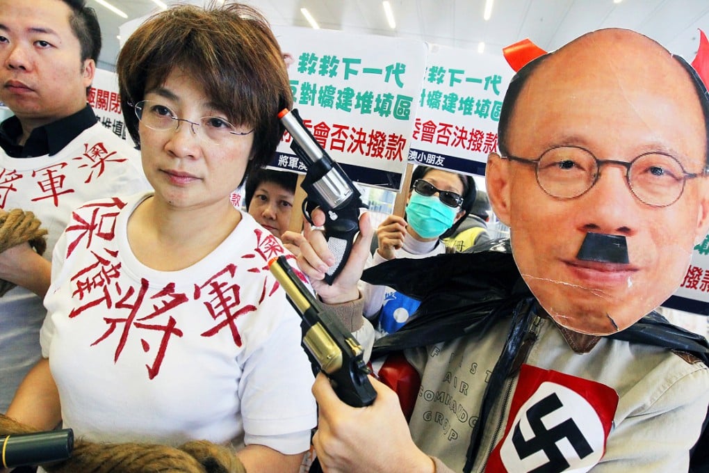 Christine Fong (second right) at a protest against extending the landfill in Tseung Kwan O. Photo: Dickson Lee