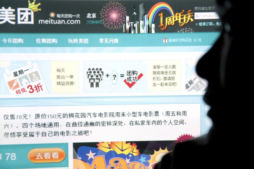An online shopper in China browses Meituan's site to check for the day's bargains. Photo: SCMP Pictures