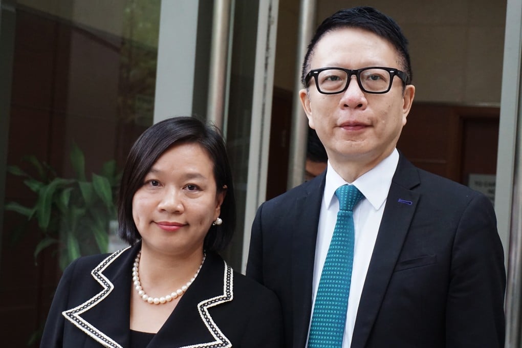 ATV Executive Director Ip Ka-po outside court with lawmaker Priscilla Leung. Photo: Chris Lau