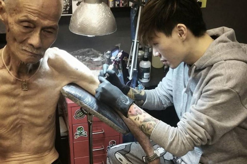 Chunhao wanted Chinese calligraphy on both arms to commemorate his friend of 45 years, who recently passed away. Photo: SCMP Pictures