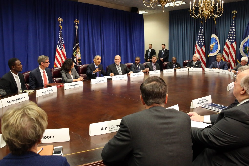 US President Barack Obama meets agriculture and business leaders to debate the benefits of the Trans-Pacific Partnership. Photo: EPA