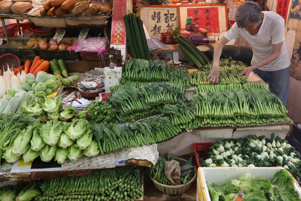 A vegetable stall at Wan Chai Market. Photo: Sam Tsang