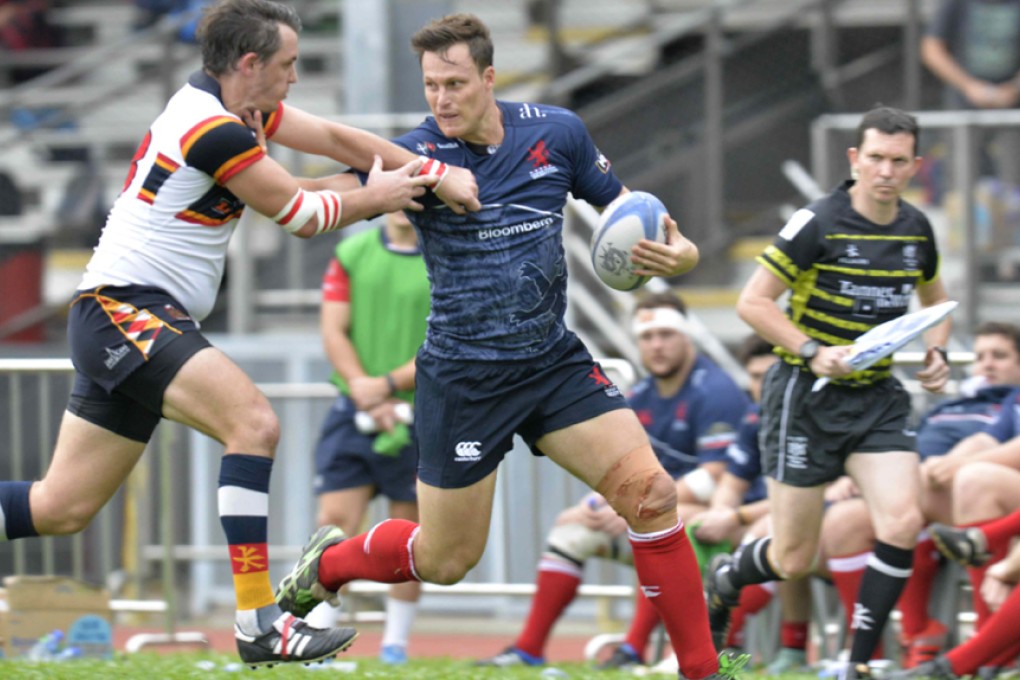 Bryan Rennie and his HK Scottish team-mates push past HKCC on Saturday to vault up the HKRU Premiership standings. Photos: HKRU