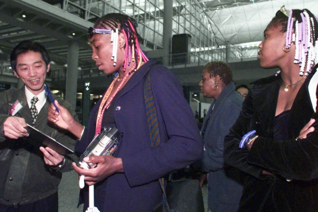 Venus and sister Serena arrive at Hong Kong airport, where they were instantly recognised, for their first visit in 1999. Photo: Dustin Shum