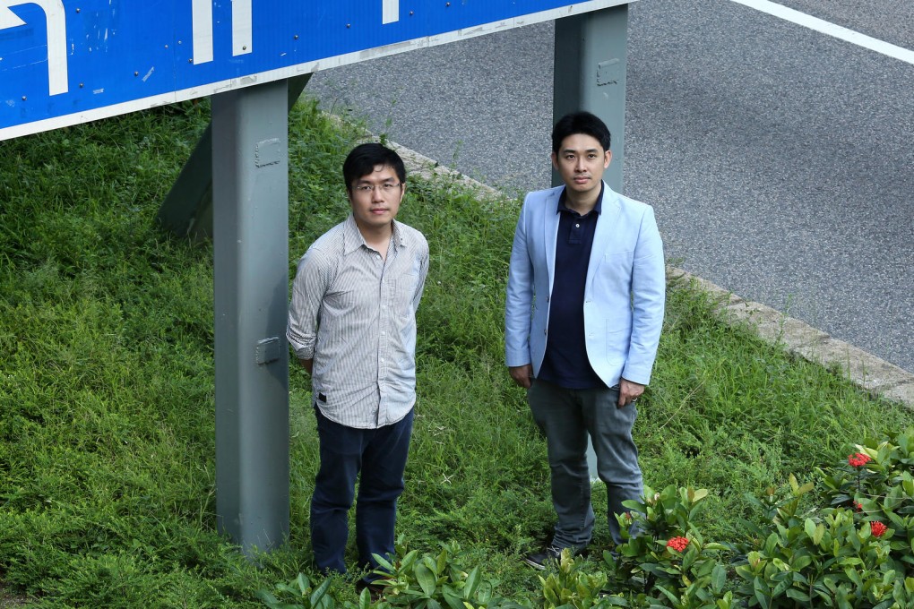 Brian Fong Chi-hang (right) and Au Nok-hin. Au criticised Democrats for meeting a top Beijing official in August. Photo: Jonathan Wong