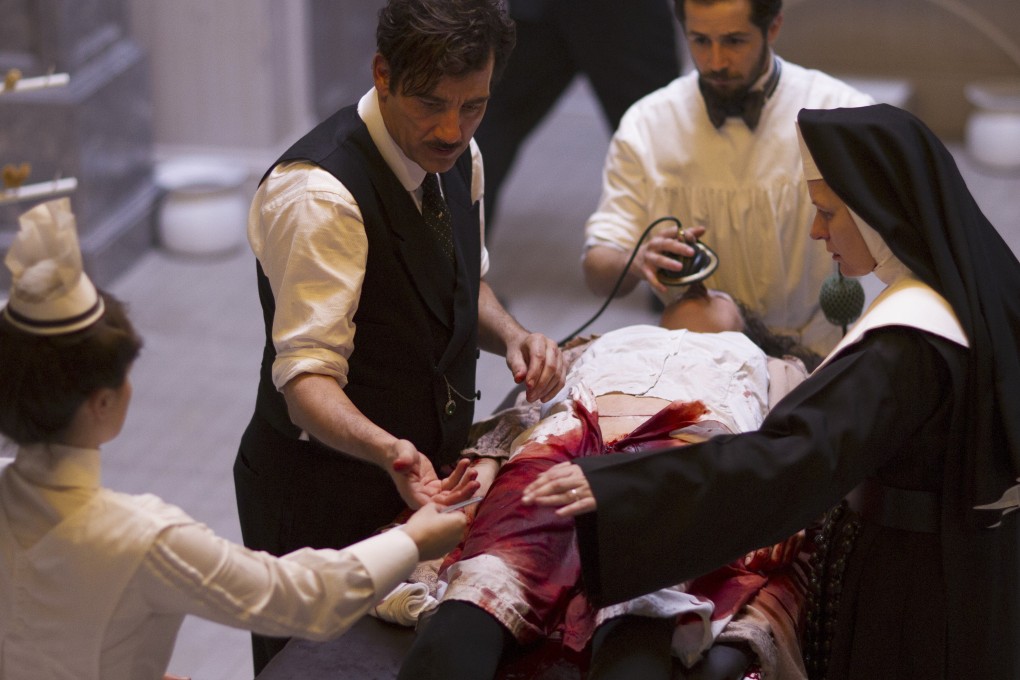 Blood gushes and sprays, pus oozes, bones snap as Dr John Thackery (played by Clive Owen, second from left) and colleagues hone surgical techniques in early 20th century New York.