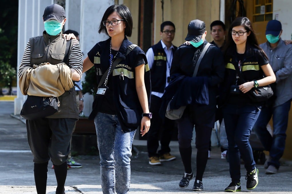 The chief nun Sik Chi Ding (left) was arrested by Hong Kong immigration authorities along with three others this afternoon. Photo: Sam Tsang