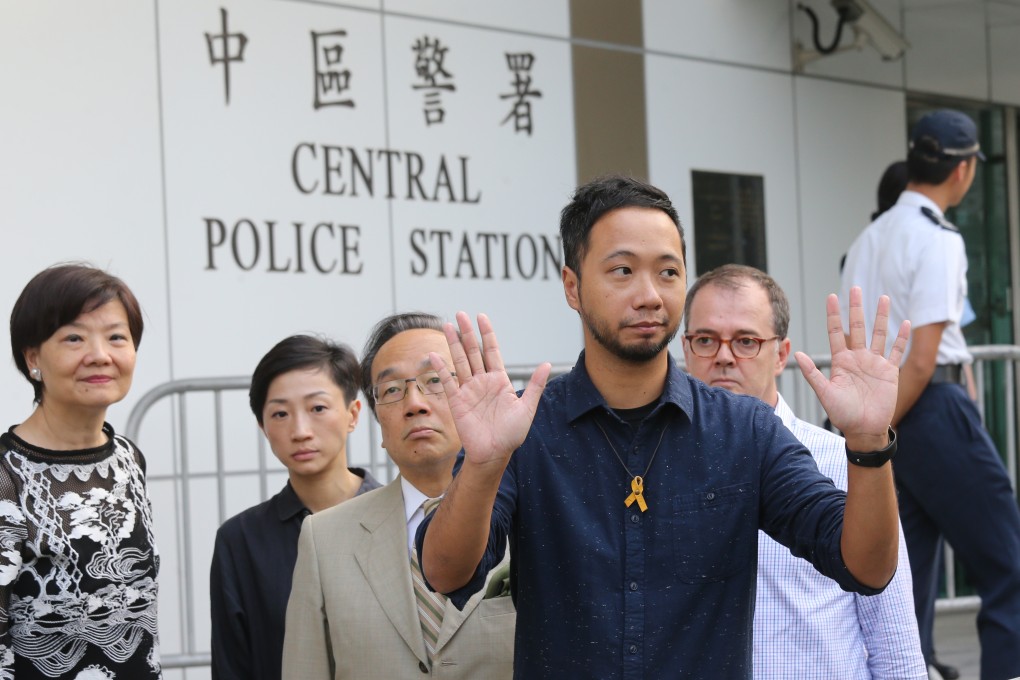 Pro-democracy activist Ken Tsang Kin-chiu meets the press as he leaves Central Police Station in Hong Kong on Thursday. Photo: Dickson Lee